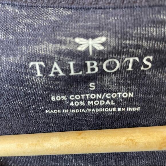 Talbots Navy White Embroidered Cotton Modal Small Blouse Top - Picture 4 of 5